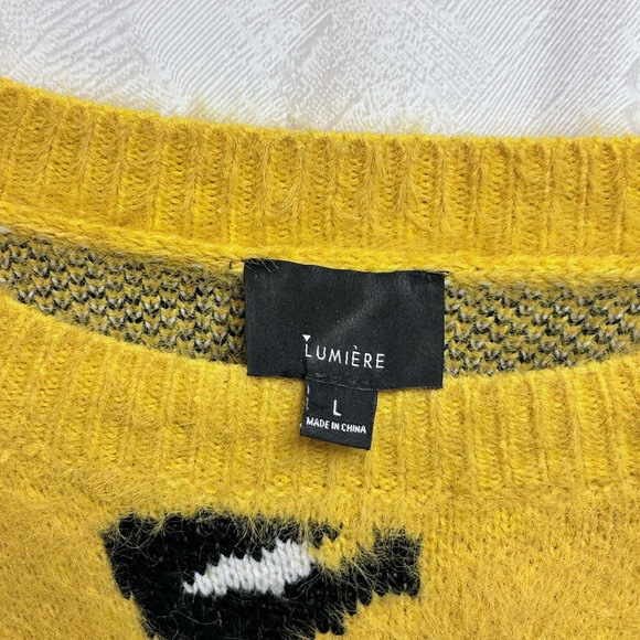 Lumiere Leopard Sweater, Yellow, Size Large. Made With Nylon And Acrylic. - Picture 4 of 8